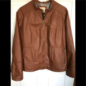 Cognac faux Leather Jacket